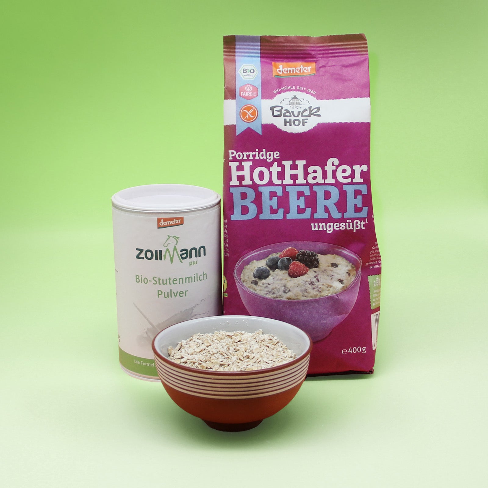 Bio-Stutenmilch Pulver mit Porridge Beere